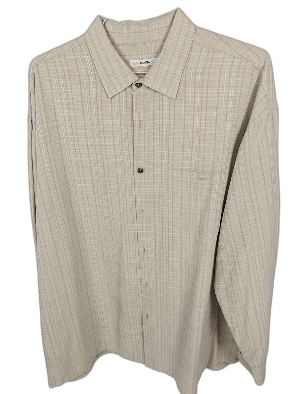 Moda Campia Moda Men's XL Beige Plaid Button Front Shirt Silk Blend Long Sleeve
